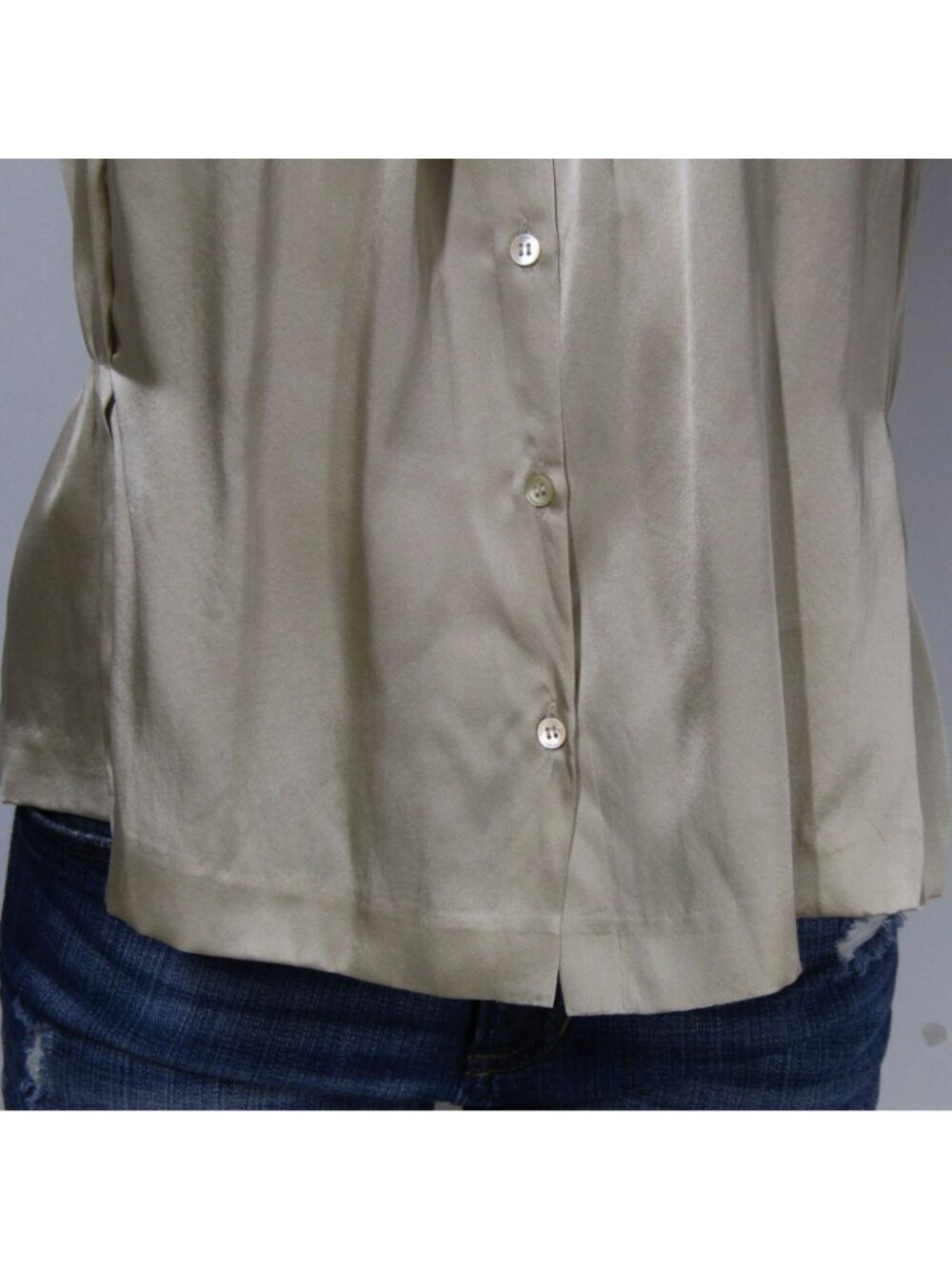 Miu Miu Silk Sleeveless Blouse in Light Olive - Picture 3 of 9